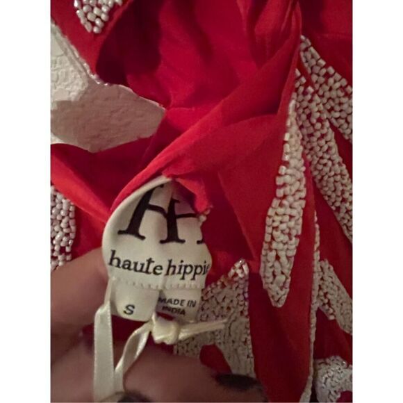 Haute Hippie Red Beaded Twist Back Side Cut Out Asymmetric Hem Dress NEW NWT - Picture 10 of 11